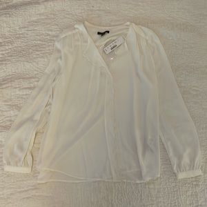 NWT Jcrew white button blouse scalloped front